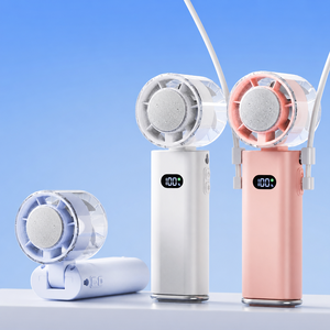 Portable Handheld Fan With Digital Display Foldable Bladeless Design <b>Battery</b> <b>Operated</b> 3-Speed Air Cooler Fan - Product Image 1
