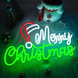 Panneaux lumineux de Noël, lumières de fenêtre de Noël, chapeau de Père Noël, enseignes néon pour décoration murale, lumières LED de Père Noël pour fête, bar, cave d'homme - Product Image 1