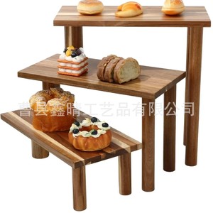 Étagère à desserts en bois à 3 niveaux, plateau de service en bois d'acacia pour la présentation de gâteaux et pâtisseries, organisation de bureau - Product Image 5