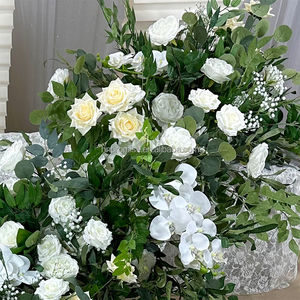 Corredor de casamento artificial branco rosa e flores verdes corredor de venda quente decoração - Product Image 4