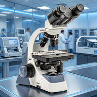 Microscope biologique rechargeable 1600X avec lentille achromatique 195, plateau mécanique double couche et condenseur d'Abbe pour laboratoire et école