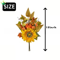 Fleurs artificielles d'automne tournesols en soie tiges pics avec des baies de citrouille automne Branches florales pour Vases Table décoration de la maison