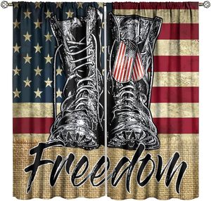 Rideaux occultants drapeau américain, <span class=keywords><strong>d</strong></span>écor patriotique pour le Memorial Day des États-Unis, imprimé rétro Bottes de <span class=keywords><strong>la</strong></span> Liberté, pour fenêtres, 2 panneaux - Product Image 1