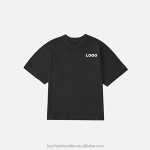 OEM personalizado gota hombro liso 100% algodón 280 300 Gsm peso pesado de gran tamaño camiseta ajuste recortado Boxy camiseta para hombres - Product Image 3