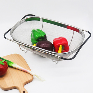 Cesta coladora metálica al por mayor Syh371 con asas de goma expandibles para lavar verduras y frutas - Product Image 4