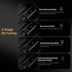 KZ AM02 เครื่องขยายเสียงแบบพกพาพร้อมตัวถอดรหัสเสียง DAC แบบ USB-C เป็นอะแดปเตอร์เสียง 3.5 มม. พร้อมระบบปรับแต่งเสียง EQ ระดับมืออาชีพ 4 ระดับ - Product Image 5