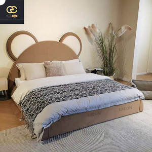 2025 детская мебель для спальни-роскошная кожаная мягкая кровать для современной виллы-креативная Милая кровать панды - Product Image 4