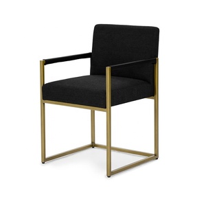 Brushed Finish Metal <strong>Painted</strong> Gold <strong>Dining</strong> <strong>Chair</strong> with Arm Rest - Product Image 1