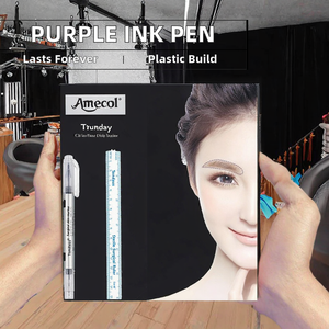 Purple Microblading Marker Pen Plastic Eyebrow <b>Tattoo</b> Skin Marker with <b>Paper</b> Ruler for Permanent Makeup - Product Image 3