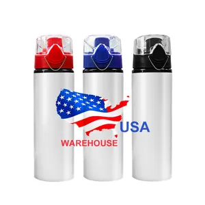 USA Warehouse Stocked 750ml Aluminum Sports Sublimation Water Bottles With Leak Proof Lid Sublimation Blanks