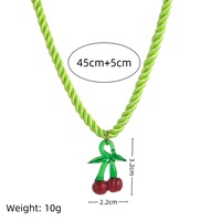 Zomerse elektrolytisch verzinkte hanger kersen, hot selling touwketting, schattige kleur voor fruit hars dames sieraden