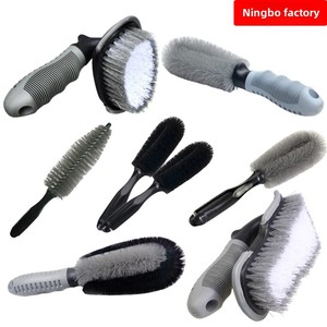 Cepillo de lavado de coches con mango curvo en forma de T, herramienta de limpieza de ruedas bicolor con alambre trenzado para limpiar el buje de la rueda - Product Image 5