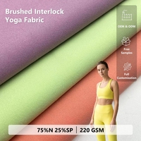 Tela de Yoga de Alta Densidad, 4 Hilos Elásticos, 75% Nailon, 25% Elastano, Tejido de Punto Interlock Doble Cepillado, para Ropa Deportiva