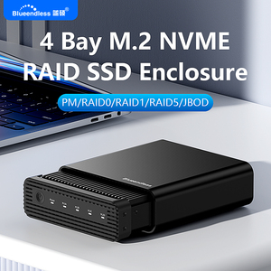 Carcasa USB-C de 4 Bahías para SSD M.2 NVME, PM/<span class=keywords><strong>JBOD</strong></span>/RAID 0/RAID 1/RAID 5, Aluminio con Logotipo Personalizado OEM y Puerto USB4 - Product Image 2