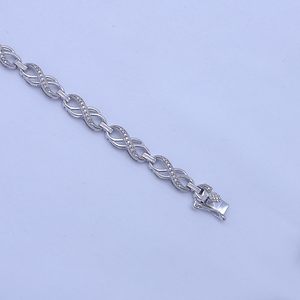 Bracelet double boucle infinie personnalisé pour femme, serti de diamants blancs naturels taille ronde, en argent sterling plaqué or 14 carats, 7 pouces - Product Image 2