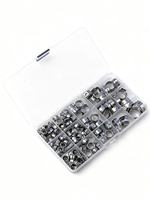 Kit de colliers de serrage O-Clips 100 pièces, colliers de serrage pour tuyaux à oreille unique sans dégradé, finition zinc, clips de fixation en acier inoxydable, colliers de serrage pour tuyaux automobiles
