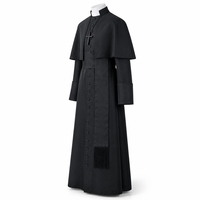 Unisex Erwachsenen-Kleriker-Robe-Set Halloween-Kostüm-Kit Römischer Kragen Umhang Schärpe Verdeckte Knopfleiste Lange Robe für Bühnenauftritte