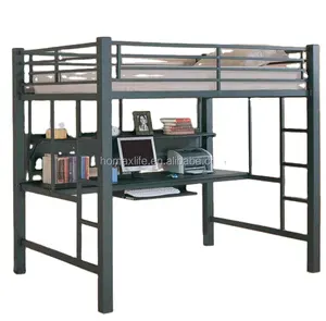Superventas, moderna estación de trabajo de metal, cama de loft para adultos con escritorio