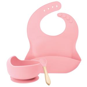 Juego de 3 piezas de silicona: Cuenco con ventosa, cuchara y babero para bebé, cuenco antideslizante que se mantiene en su lugar y cuchara de silicona suave para la primera etapa de alimentación del bebé. - Product Image 6