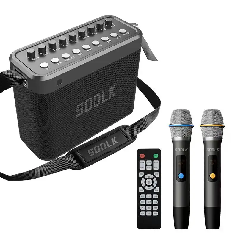 SODLK S1314 Karaoke Machine 200W Portable Speaker with 2 Wireless Microphones Echo/Treble/Bass Adjustment