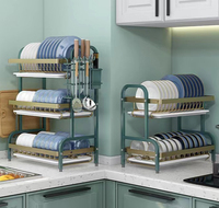 Égouttoir à vaisselle en acier inoxydable à 2 niveaux pour cuisine, support de rangement facile à installer pour bols et assiettes