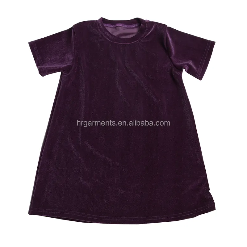 Ropa de otoño para niños, camiseta de manga corta de terciopelo de color púrpura sólido, ropa de terciopelo