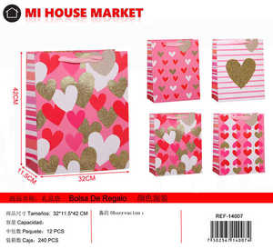 Borsa Regalo Mi House Market Media con Motivo a Cuori in Plastica per San Valentino - Product Image 1