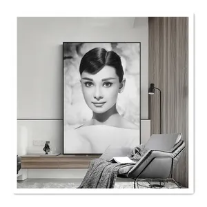 Drop-shipping black and white movie star high quality prints on canvas with aluminium frame decoration for cinema