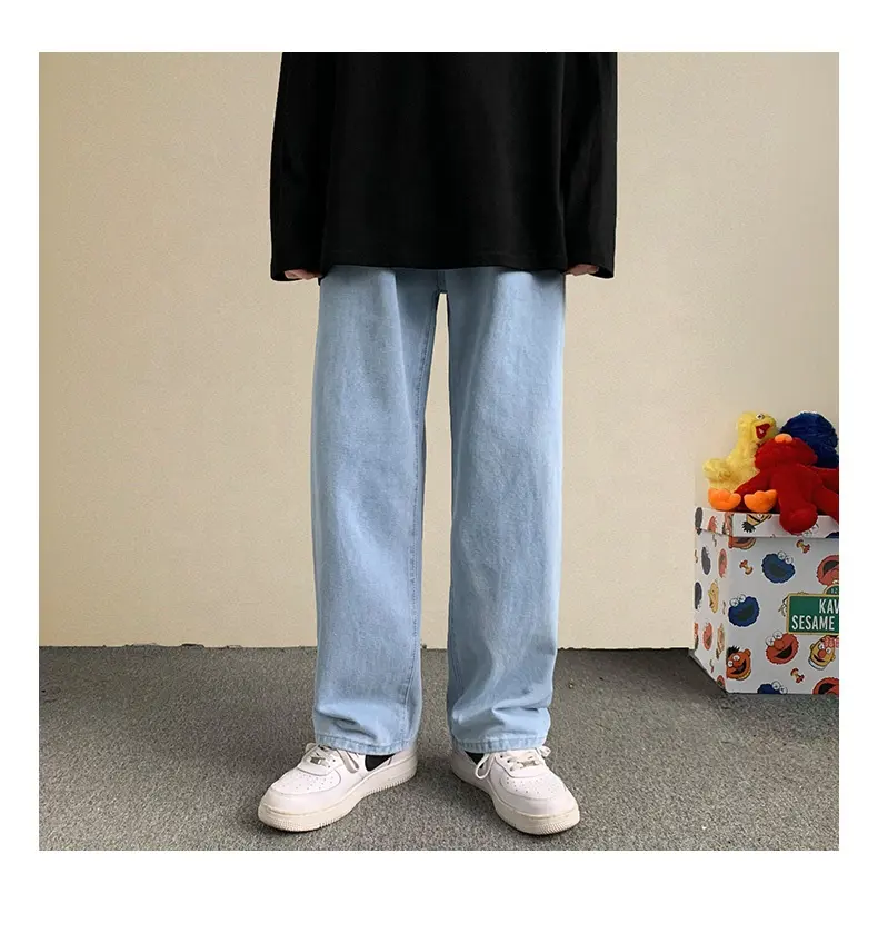 2023New Streetwear Baggy Men Jeans Korean style Fashion Loose Straight Wide Leg Pants Jeans Male Brand custom cotton denim Jeans
