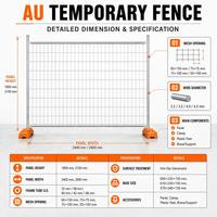 Panneaux de clôture de sécurité temporaires en fer, revêtement poudré orange, écologiques, imperméables, 1,8 m de haut, base en béton, construction australienne