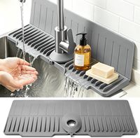 Tapis de protection anti-éclaboussures en silicone pour robinet, support pour éponge et savon à vaisselle pour comptoir de cuisine et salle de bain