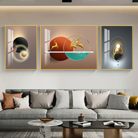 Tableau Triptyque Luxe en Porcelaine Effet Cristal, Art Mural Abstrait sur Toile pour Décoration d'Intérieur Moderne