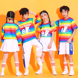 Ensemble de vêtements de performance pour enfants de 3 à 14 ans pour l'équipe sportive scolaire et le costume de classe d'étudiant élégant de cheerleading - Product Image 1