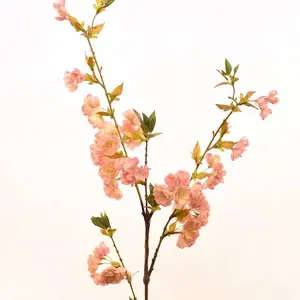 Flores artificiais de seda para decoração de casa, flores artificiais de cerejeira de haste única de alta qualidade