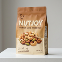 Sachets refermables personnalisables en papier kraft recyclable, imprimés, à huit soudures latérales, résistants à l'humidité, pour noix de cajou