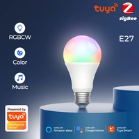 Ampoule LED RGB Bssy) Tuya Zigbee 13W E27, à intensité variable, avec fonction de minuterie, compatible avec l'application Smart Life, commande vocale pour Google Home Alexa