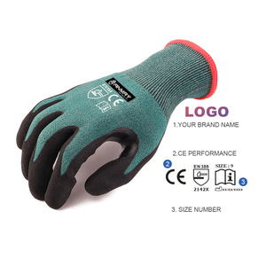 Gants de travail de sécurité résistants aux coupures de niveau <span class=keywords><strong>D</strong></span> ANSI A5, avec doublure HPPE de calibre 15, enduits de nitrile sablé - Product Image 1