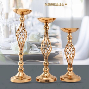 FS010 Gold Electroplated Metal Candle Holder <b>Centerpiece</b> Stand with Openwork Design for <b>Wedding</b> Party Table Event Decoration - Product Image 2
