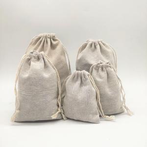 Bolsa de regalo con cordón de joyería de lino <span class=keywords><strong>y</strong></span> algodón reutilizable respetuosa con el medio ambiente con logotipo personalizado impreso - Product Image 1