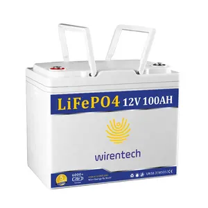 Wirentech-batería lfp de ciclo de vida para almacenamiento de energía en el hogar, W12100, 12v, 100ah, 195ah, 200ah, bms inteligente integrado, 6000 +