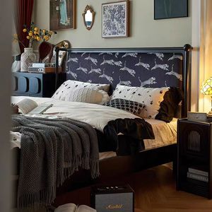 Lit souple au design moderne Cadre en bois pour salon luxueux Lit <span class=keywords><strong>queen</strong></span> et double en bois massif Lit confortable pour dormir dans un hôtel - Product Image 4