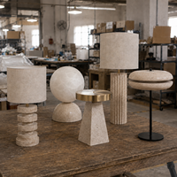 Lampe de table en pierre, style minimaliste, travertin, lumière de bureau moderne et naturelle pour hôtel, chambre à coucher, villa, salon, décoration