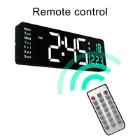 Horloge murale numérique moderne LED électrique de grande taille avec télécommande, affichage de la température, luminosité réglable, date, semaine, pour table