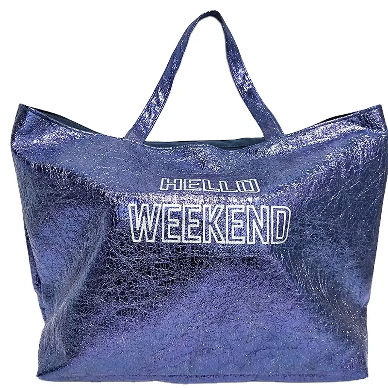 مخصص مرحبا نهاية الأسبوع إلكتروني طباعة حمل حقيبة معدنية الكراك بو حقيبة تسوق المرأة حقيبة كتف كبيرة يد OEM ODM