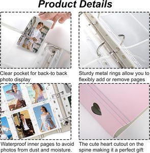 Classeur pour photocartes <span class=keywords><strong>4</strong></span> <span class=keywords><strong>anneaux</strong></span> avec 50 pages, 450 pochettes, porte-cartes photo Kpop 2x3 pouces, classeur A4, pochettes pour cartes recto simple, album photo - Product Image 4