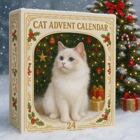 Nouveau produit XR : Calendrier de l'Avent en verre pour les amoureux des chats – Boîte mystère de 26 compartiments avec emballage coloré pour les passionnés de chats