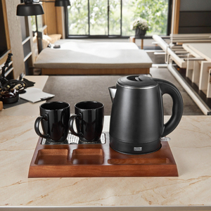 <span class=keywords><strong>Tray</strong></span> 5 Bintang Hotel selamat datang fasilitas pinus baki kayu dengan 1.0 Liter lapisan ganda 304 ketel Stainless & <span class=keywords><strong>2</strong></span> cangkir keramik hitam - Product Image 2