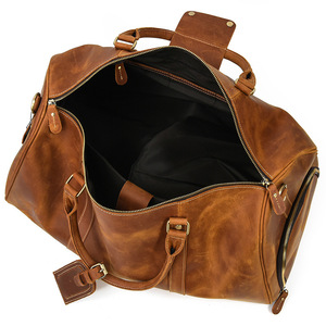 Bolsa de Viaje de Gran Capacidad, de Cuero Genuino Crazy Horse, con Compartimento para Zapatos, Bolsa de Deporte con Barra Transversal de Poliéster - Product Image 5