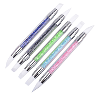 Pinceau à ongles en silicone pour nail art, 5 couleurs, double tête, pointe sculptée, poudre scintillante liquide, sculpture DIY, pointillage