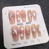 Vente en gros de 10 pièces de faux ongles en gel peints à la main, magnifiques, luxueux, design personnalisé, faux ongles à presser